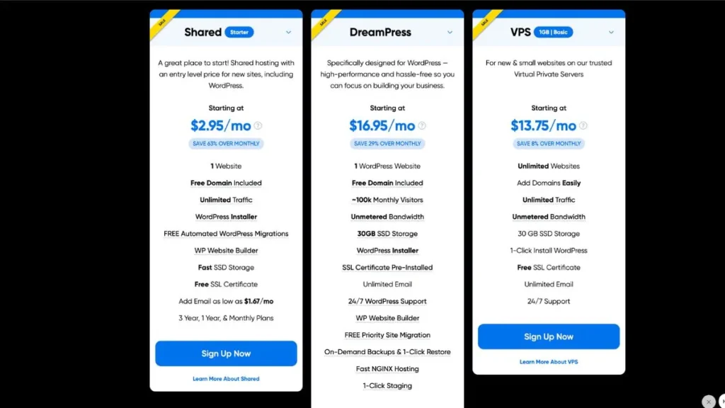 DreamHost Hosting Pricing and Plans