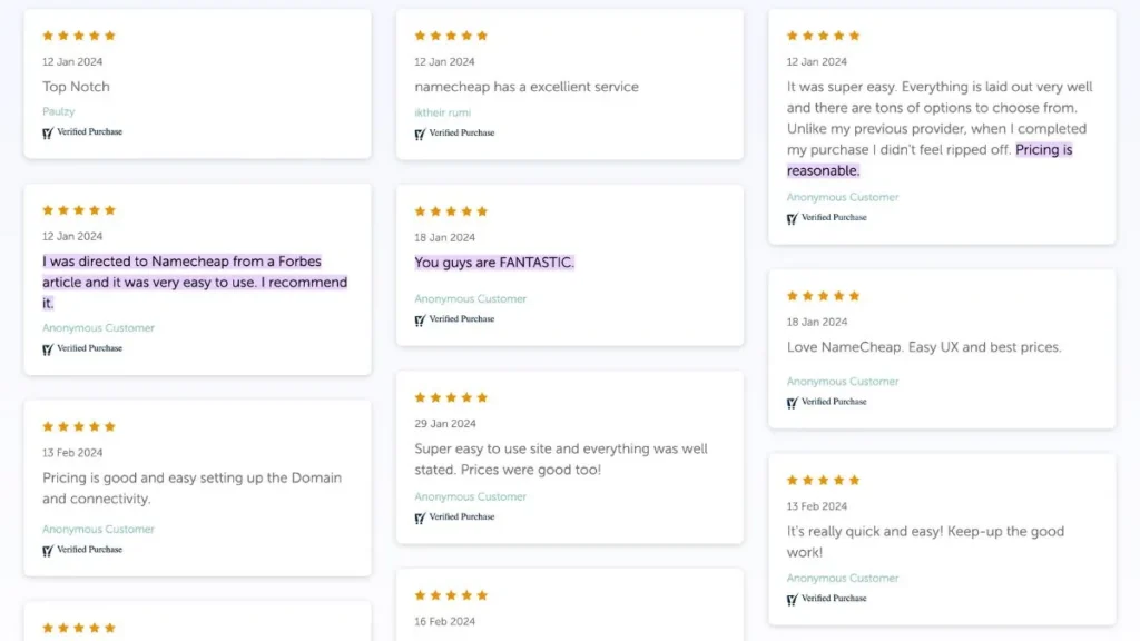 Namecheap User Reviews and Testimonials